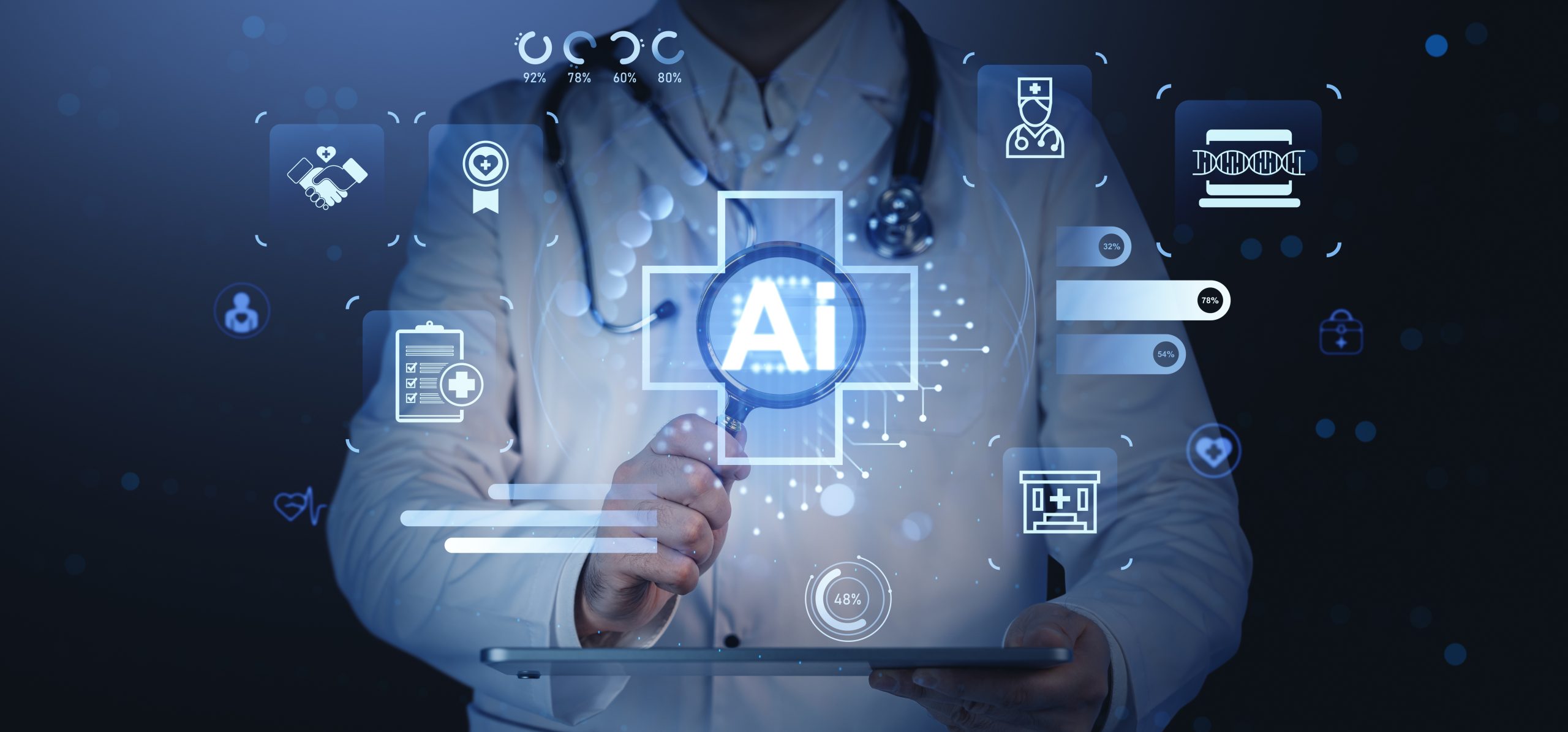 A doctor using AI tools to help manage patient care